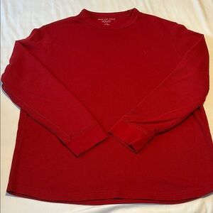 American Eagle Outfitters Red Crew Neck Top Super Soft Standard Fit